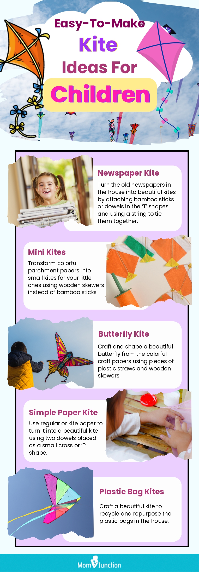 easy to make kite ideas for children (infographic)