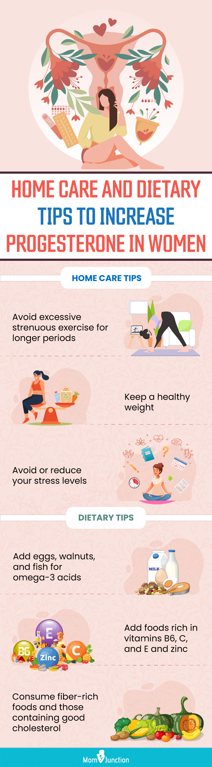 home care and dietary tips to increase progesterone in women (infographic)