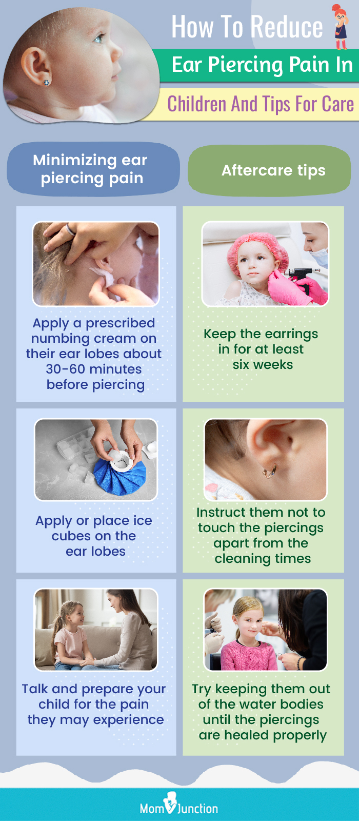 how to reduce ear piercing pain in children tips for care (infographic)