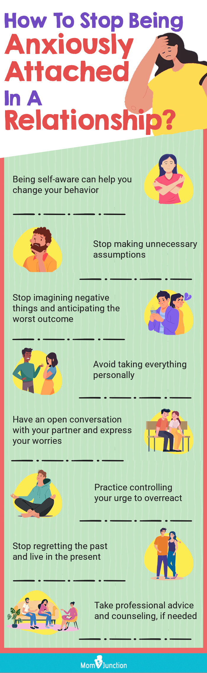 how to stop being anxiously attached in a relationship (infographic)
