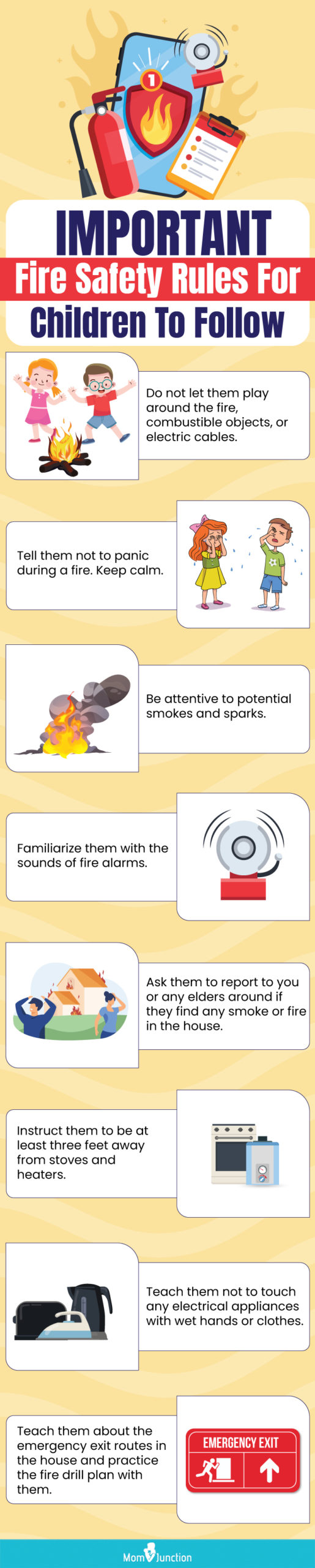 important fire safety rules for children to follow (infographic)