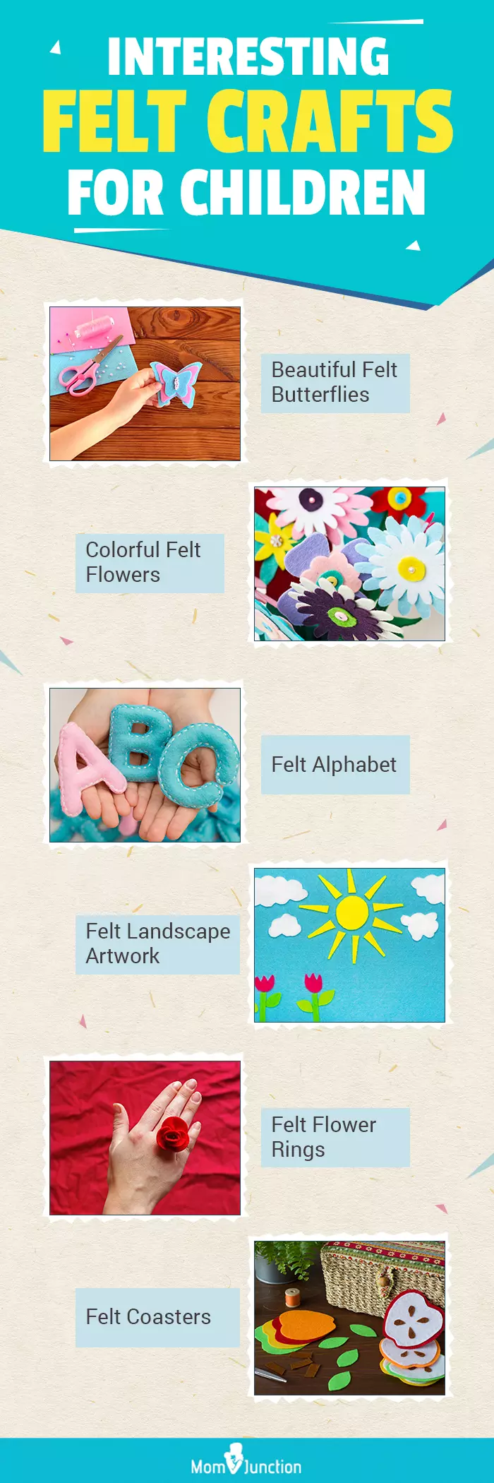 interesting felt crafts for children (infographic)