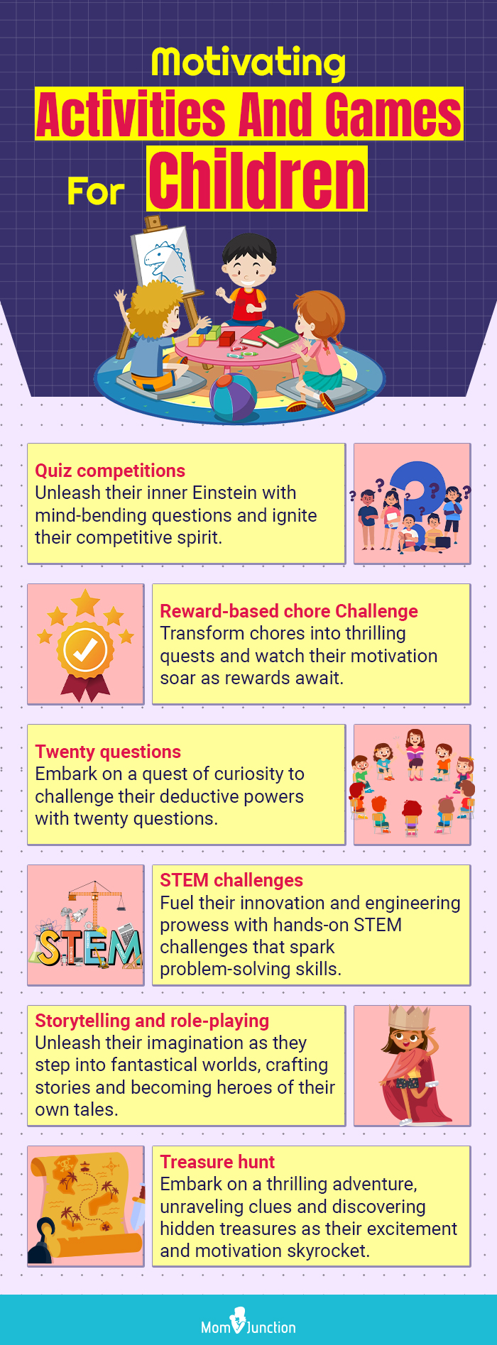 motivating activities and games for children (infographic)