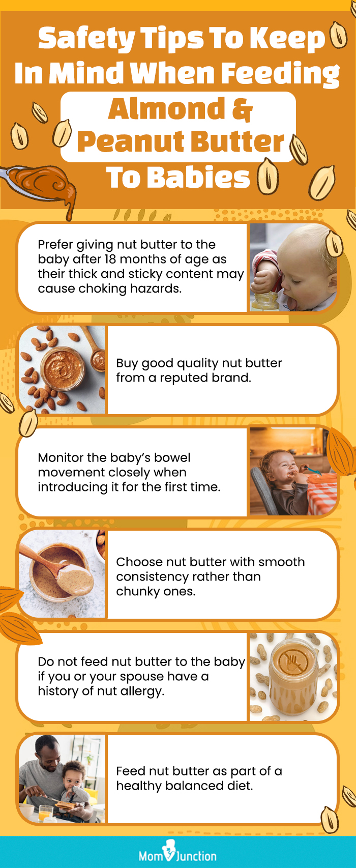 safety tips to keep in mind when feeding almond & peanut butter to babies (infographic)