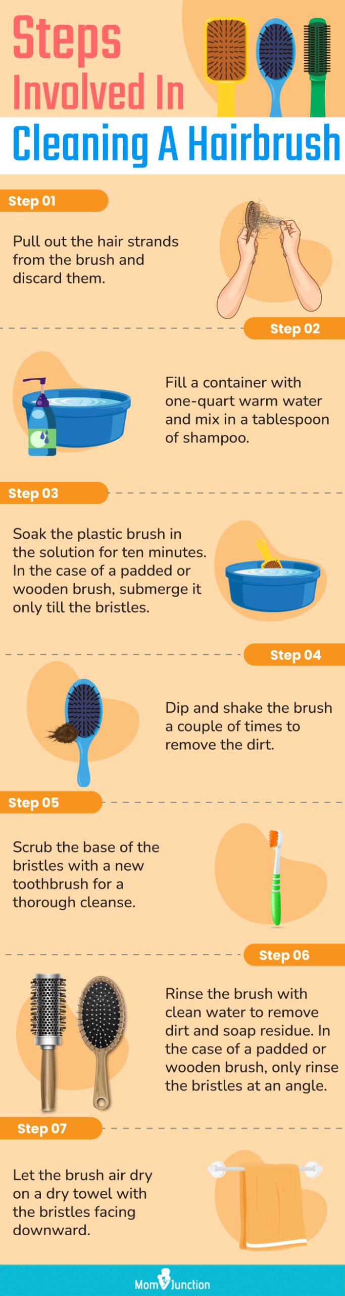 Steps Involved In Cleaning A Hairbrush (infographic)