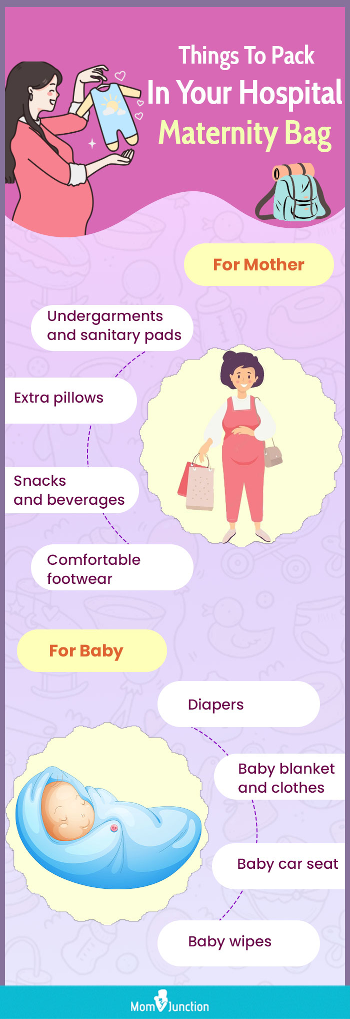things to pack in your hospital maternity bag (infographic)