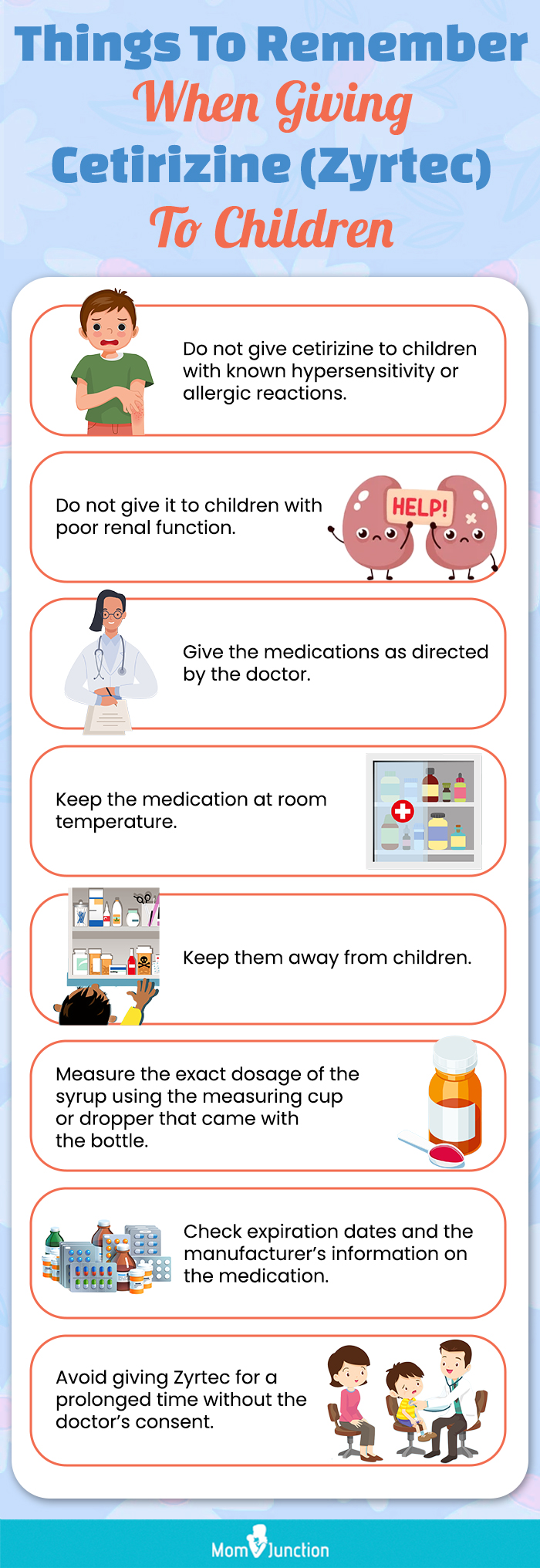 things to remember when giving cetirizine (zyrtec) to children (infographic)