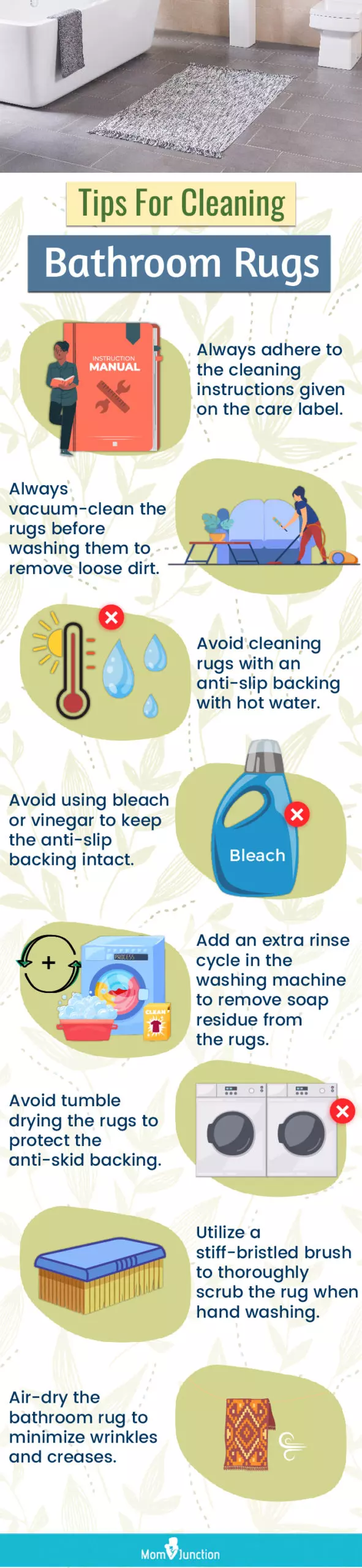 Tips For Cleaning Bathroom Rugs (infographic)