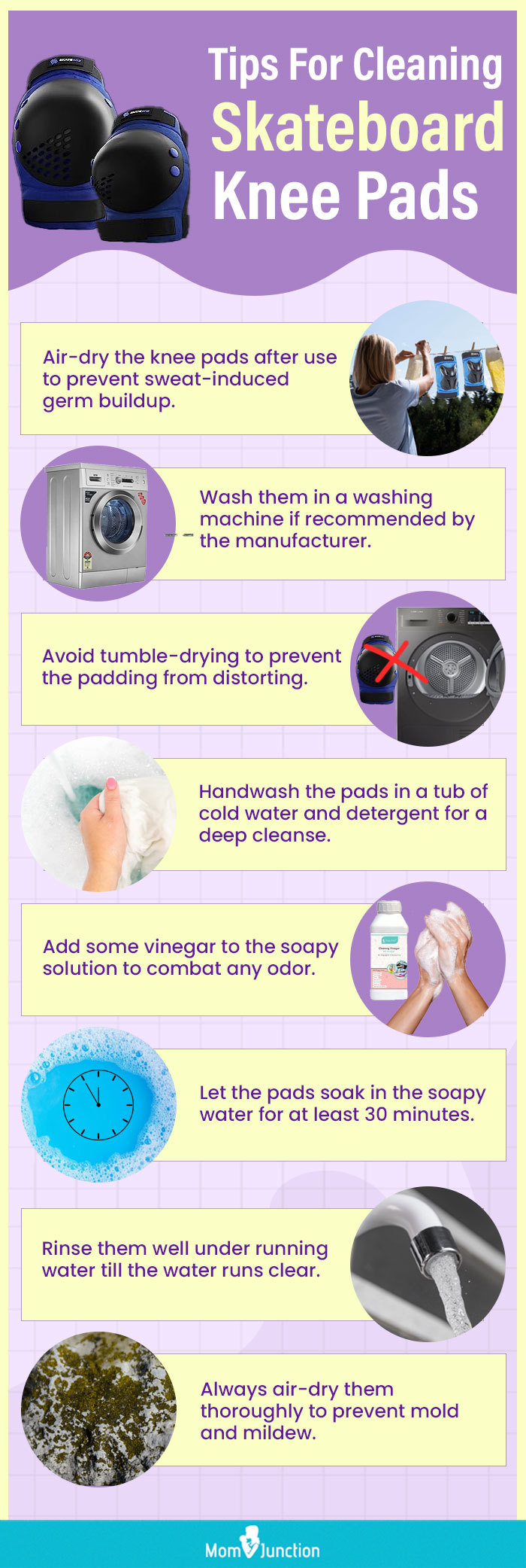 Tips For Cleaning Skateboard Knee Pads (infographic)