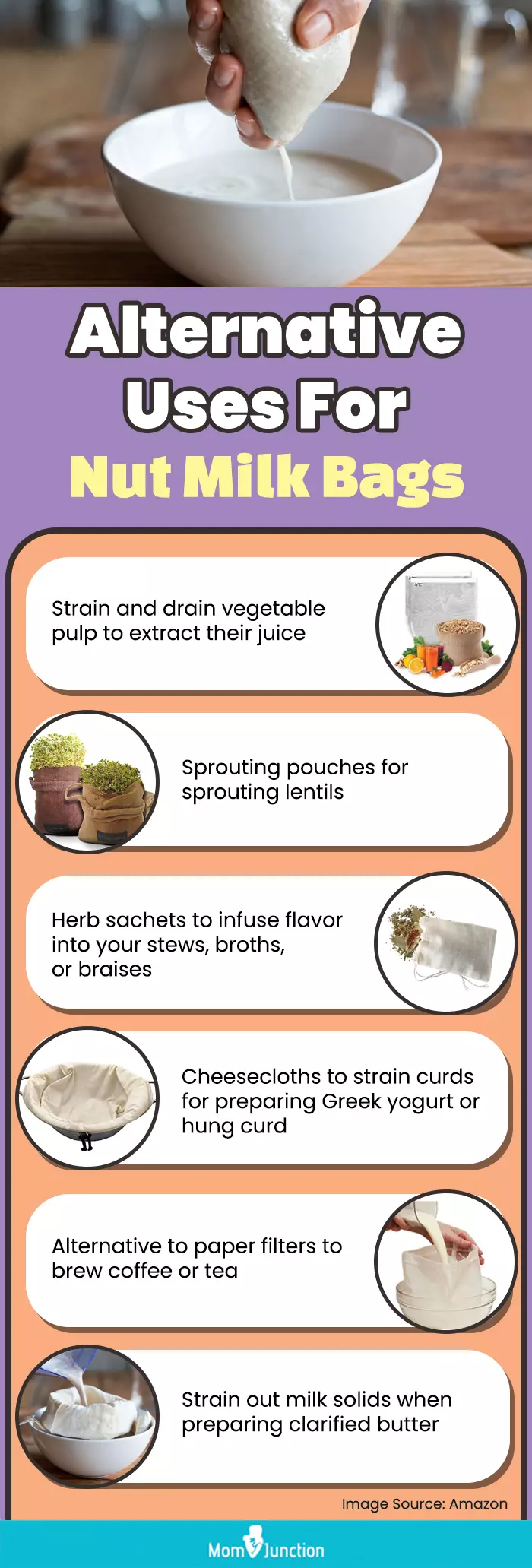 Alternative Uses For Nut Milk Bags (infographic)