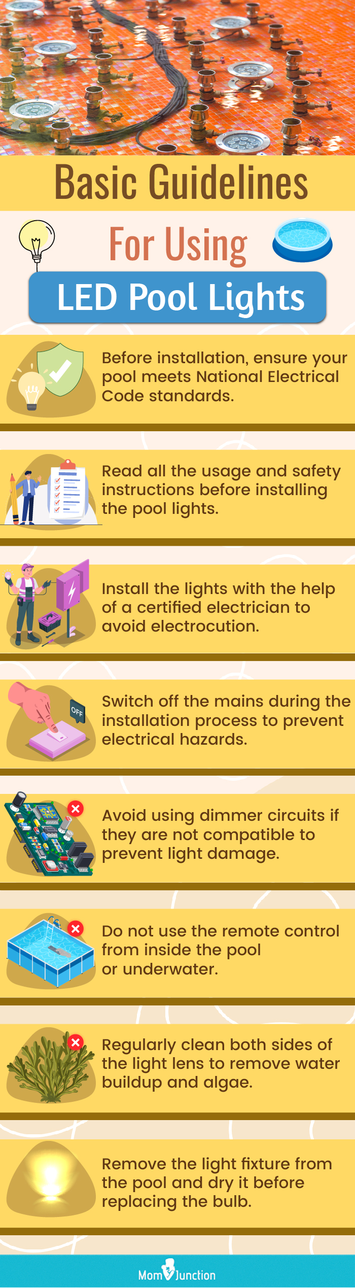 Basic Guidelines For Using LED Pool Lights (infographic)