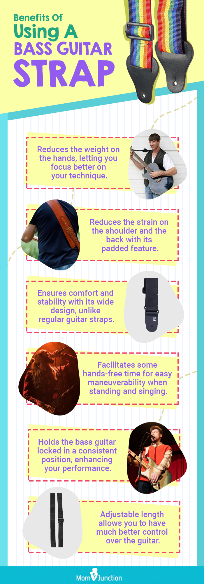 Benefits Of Using A Bass Guitar Strap (infographic)