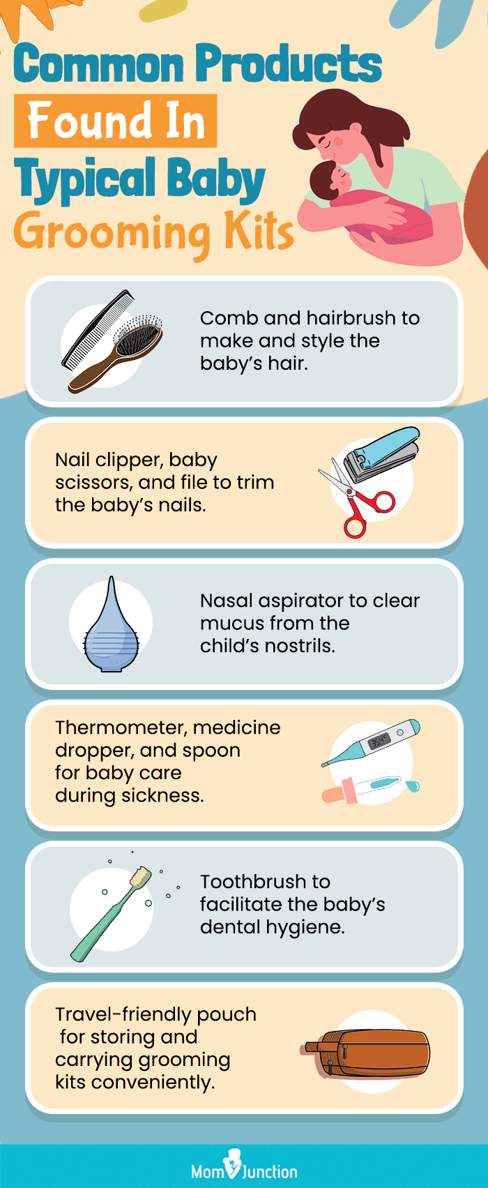 Common Products Found In Typical Baby Grooming Kits (infographic)