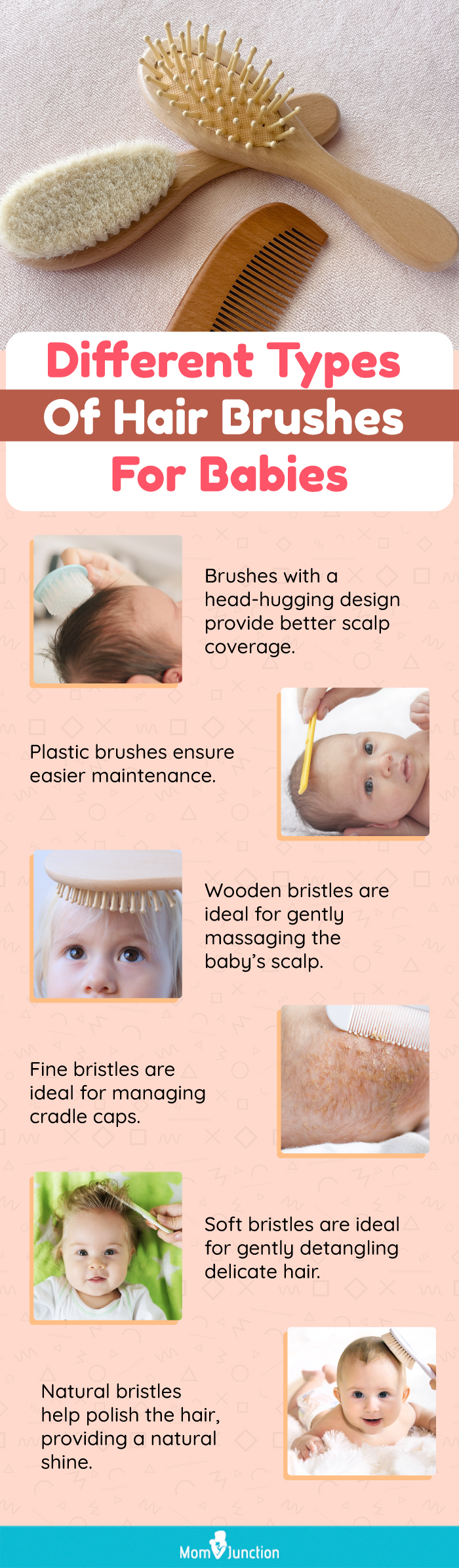 Different Types Of Hair Brushes For Babies (infographic)