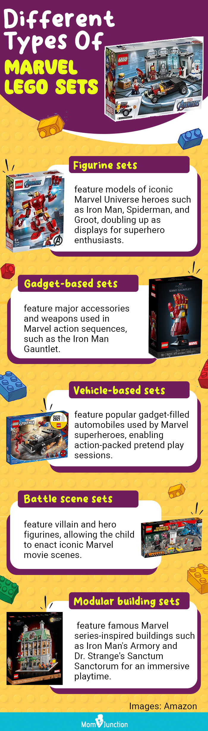 Different Types Of Marvel Lego Sets (infographic)