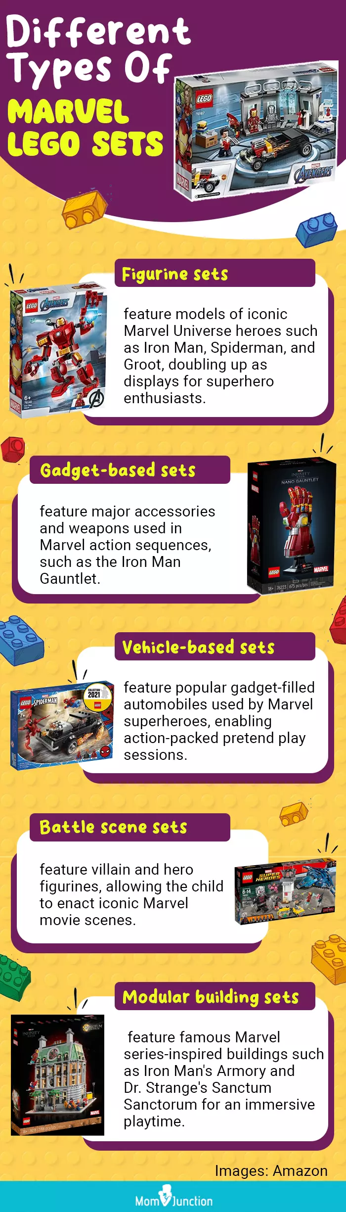 Different Types Of Marvel Lego Sets (infographic)