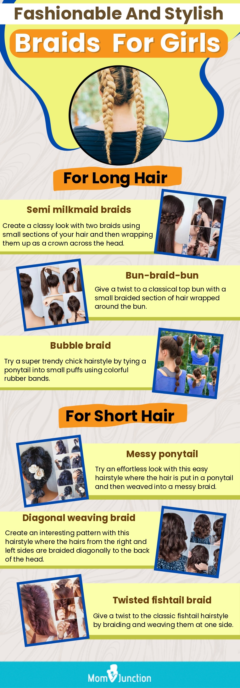 fashionable and stylish braids for girls (infographic)