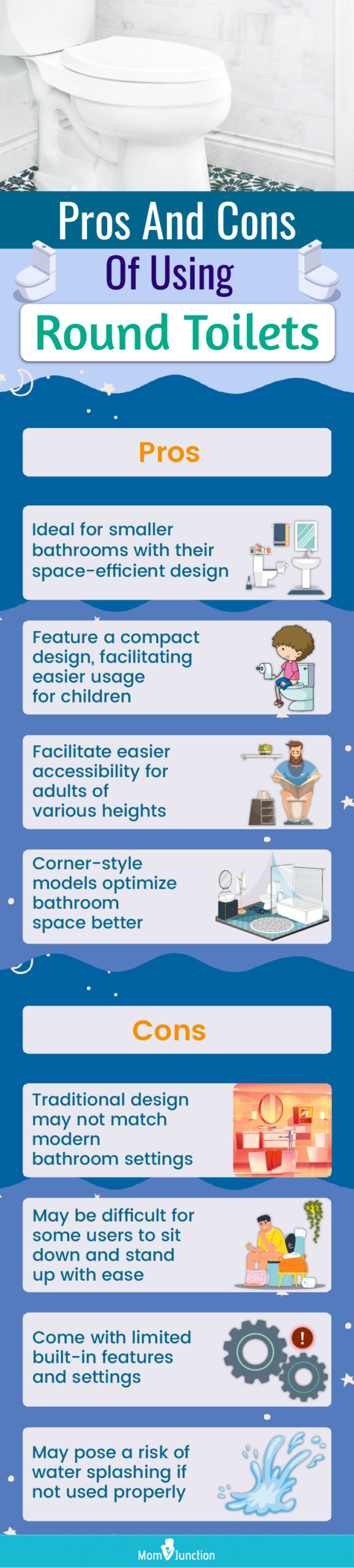 Pros And Cons Of Using Round Toilets (infographic)