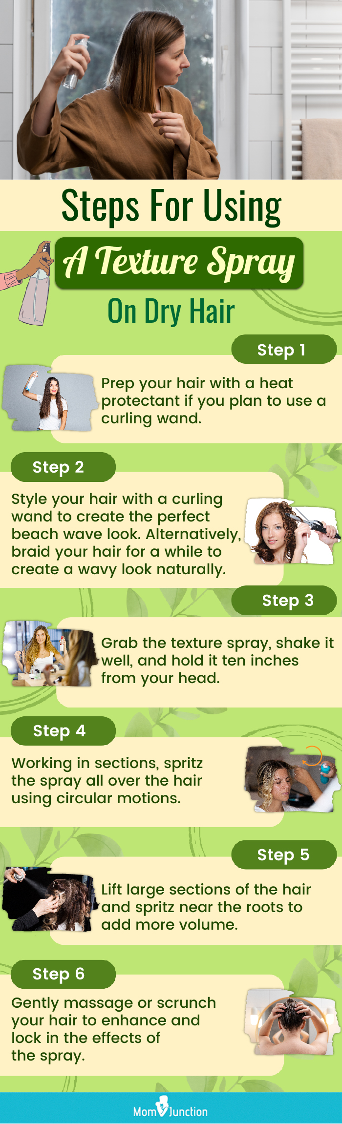 Steps For Using A Texture Spray On Dry Hair (infographic)