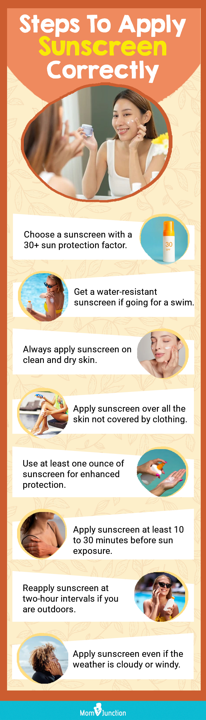 Steps To Apply Sunscreen Correctly (infographic)