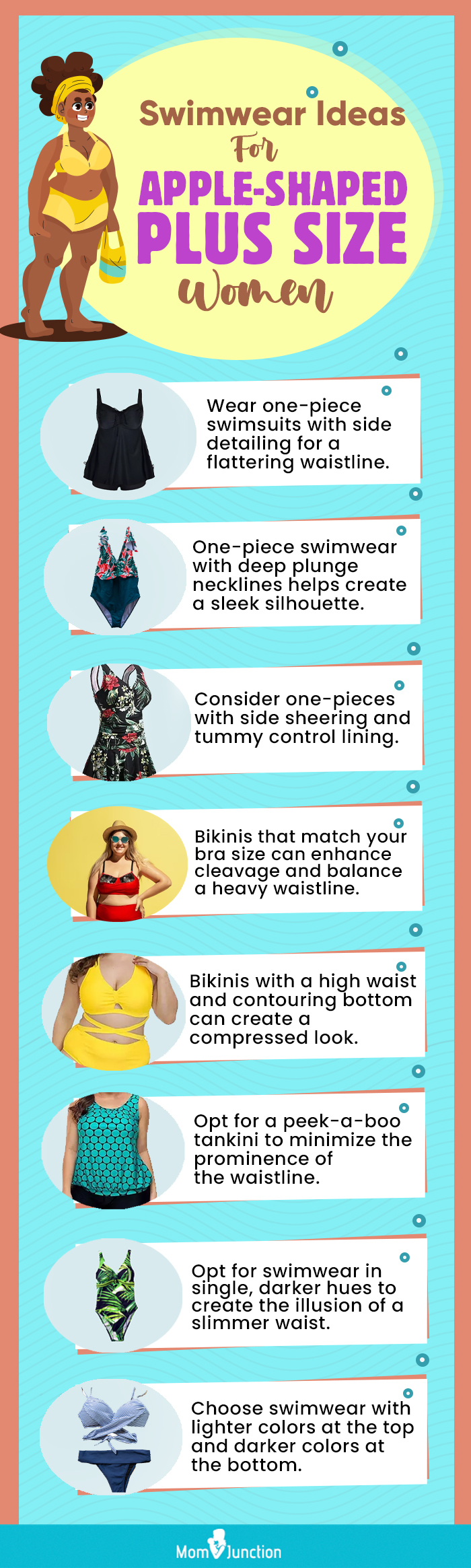 Swimwear Ideas For Apple-Shaped Plus Size Women (infographic)