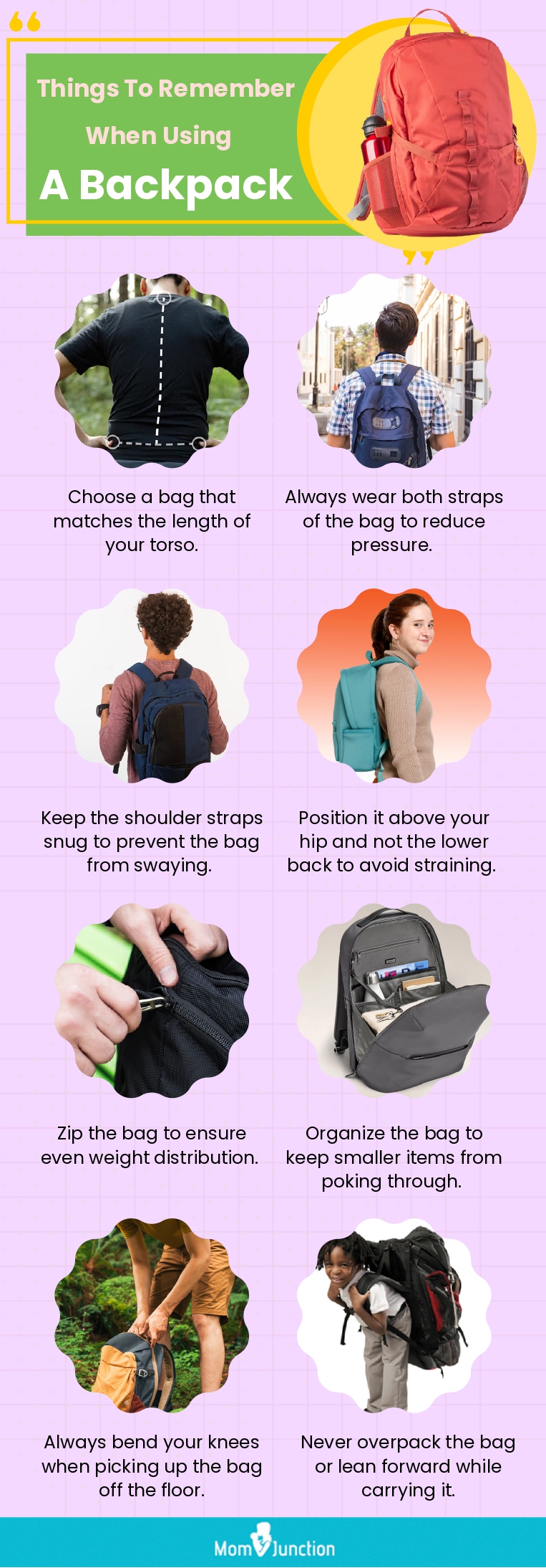 Things To Remember When Using A Backpack (infographic)