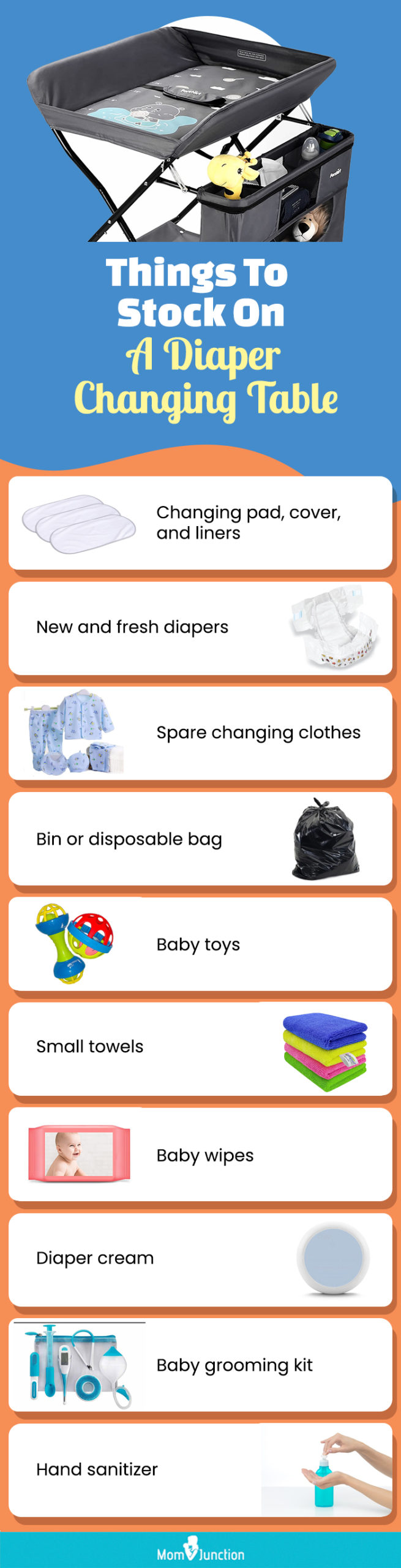 Things To Stock On A Diaper Changing Table (infographic)