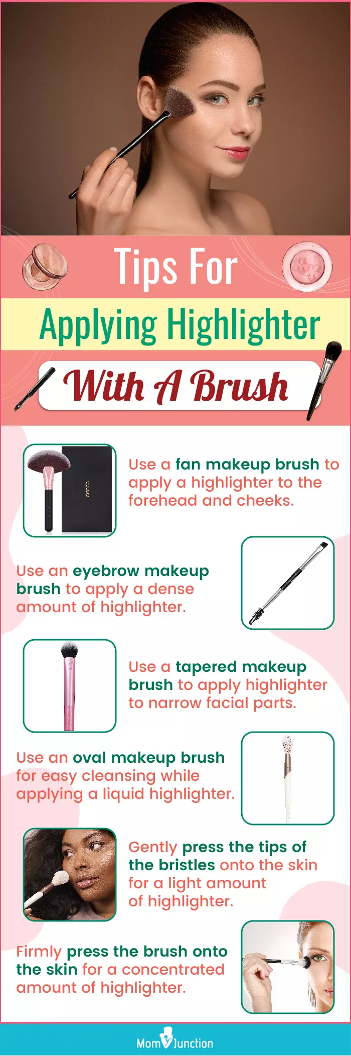 Tips For Applying Highlighter With A Brush (infographic)