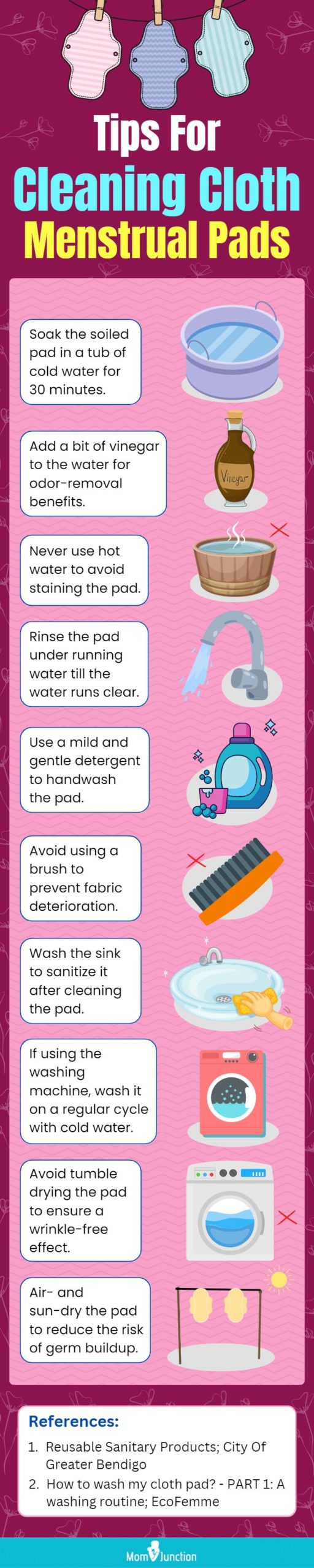 Tips For Cleaning Cloth Menstrual Pads (infographic)