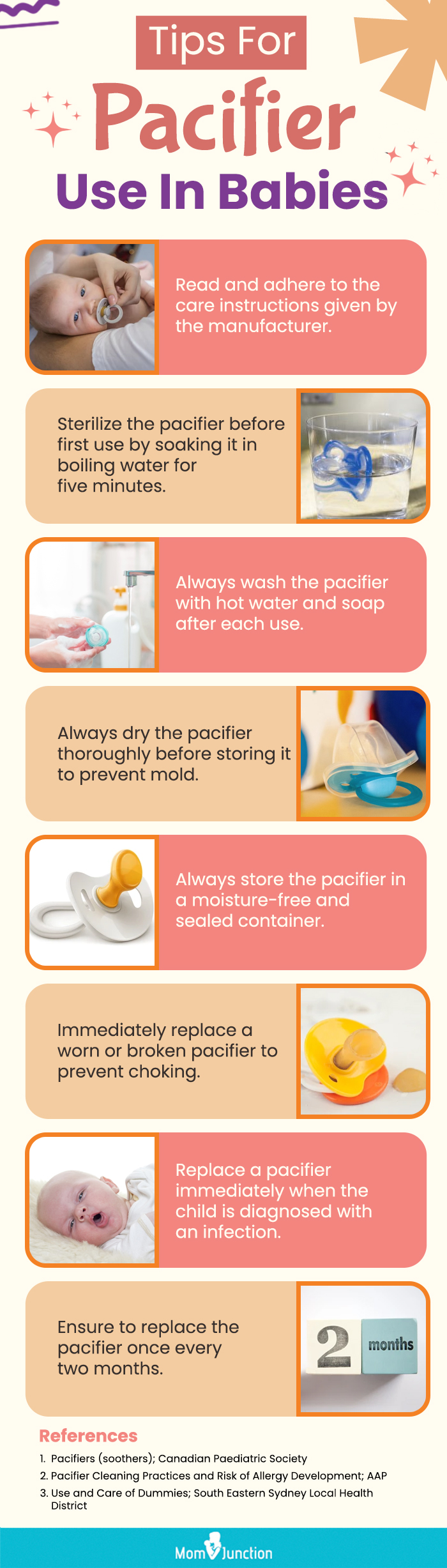 Tips For Pacifier Use In Babies (infographic)
