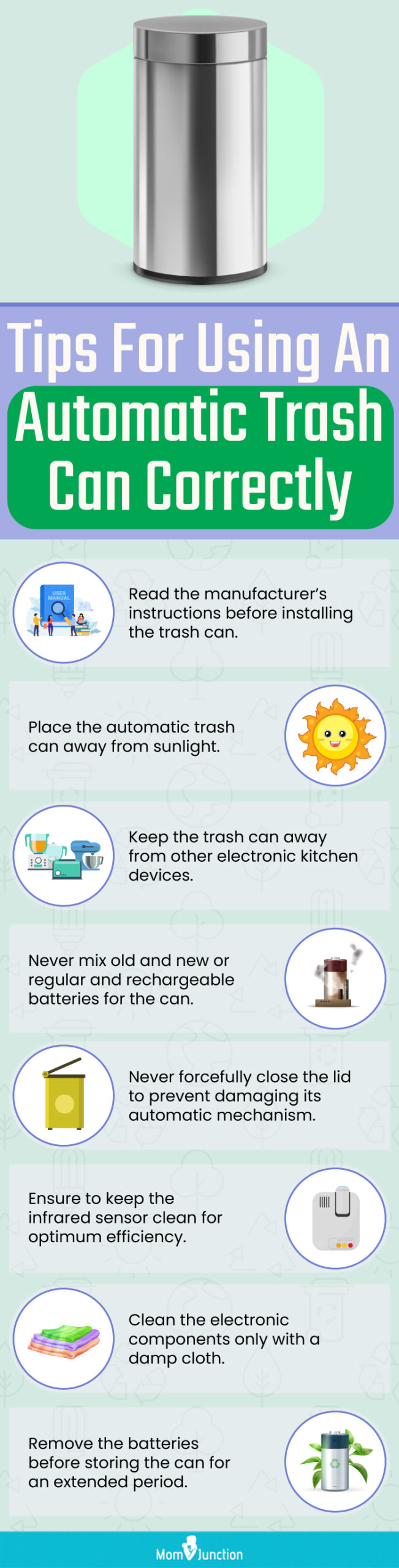 Tips For Using An Automatic Trash Can Correctly (infographic)