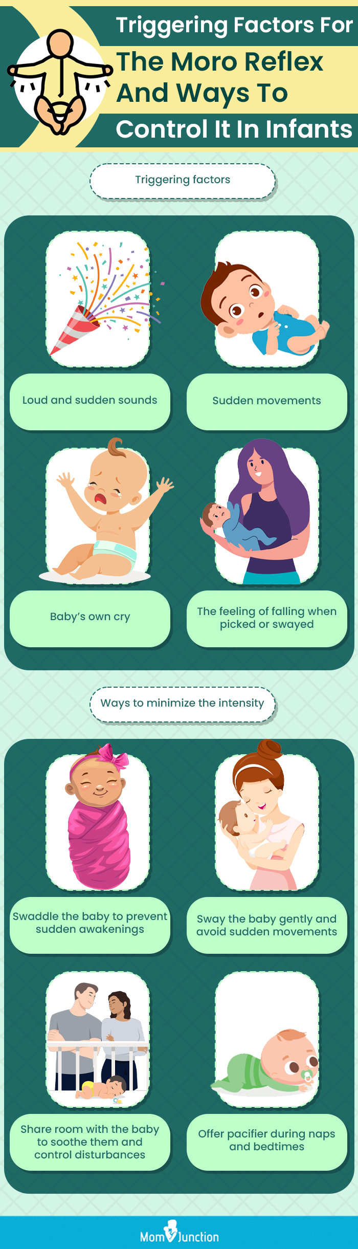 triggering factors for the moro reflex and ways to control it in infants (infographic)