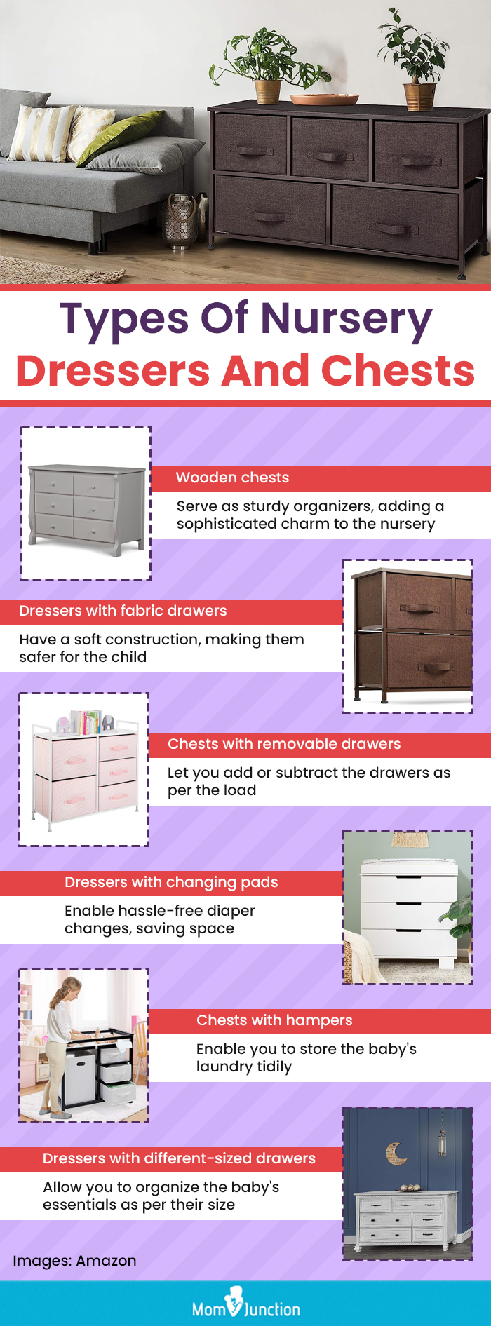 Types Of Nursery Dressers And Chests (infographic)