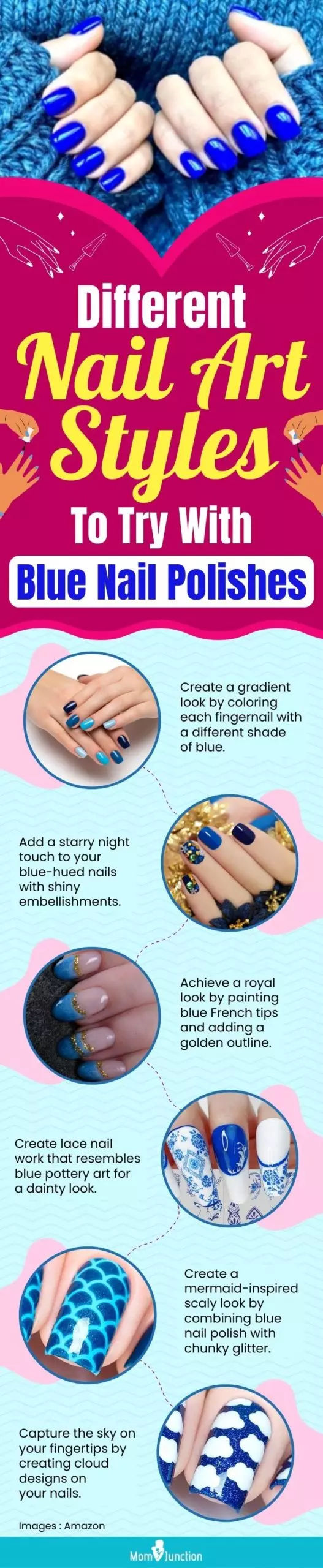 Different Nail Art Styles To Try With Blue Nail Polishes (infographic)