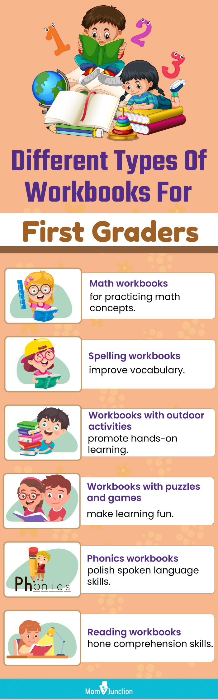 Different Types Of Workbooks For First Graders (infographic)