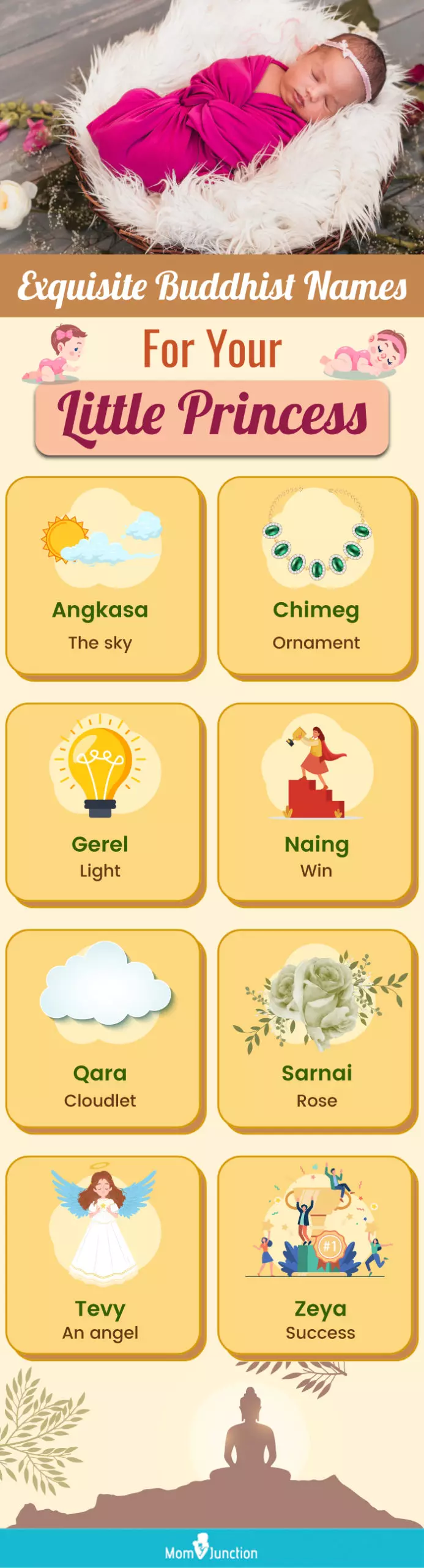 exquisite buddhist names for your little princess (infographic)