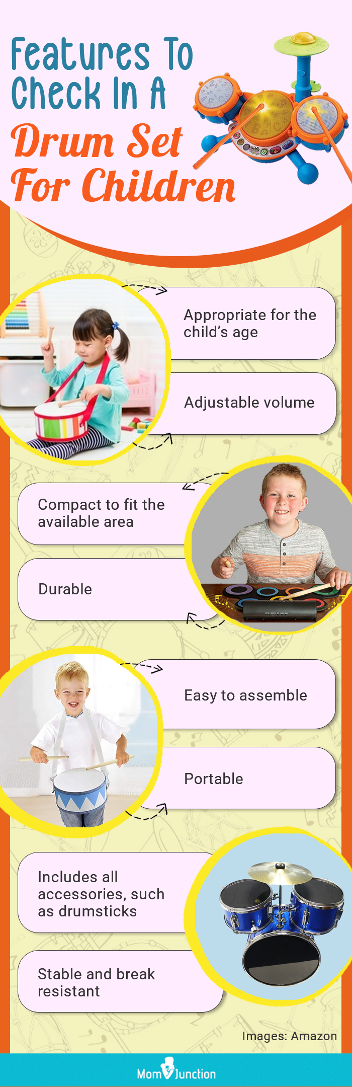 Features To Check In A Drum Set For Children (infographic)