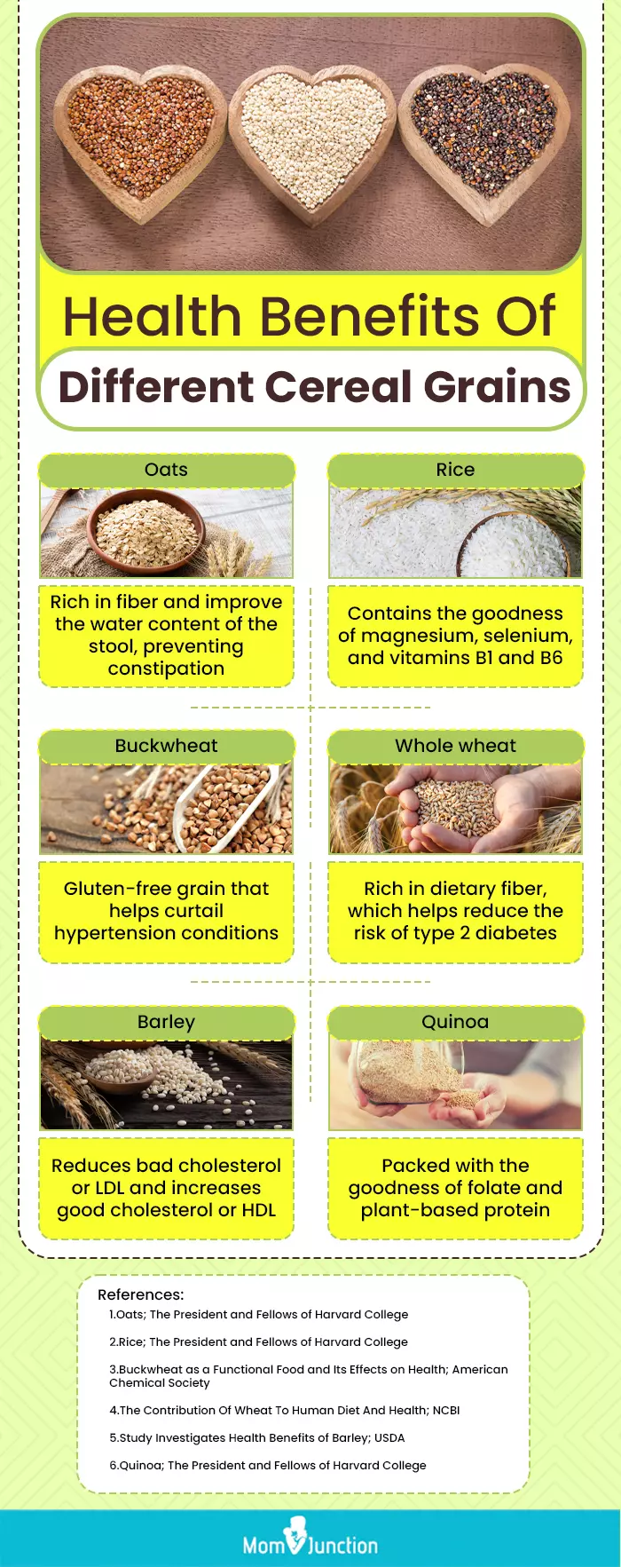 Health Benefits Of Different Cereal Grains (infographic)