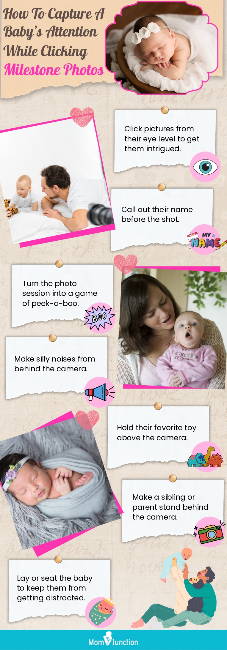 How To Capture A Baby’s Attention While Clicking Milestone Photos (infographic)
