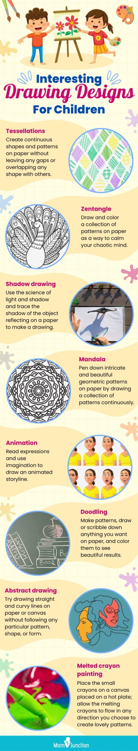 interesting drawing designs for children (infographic)