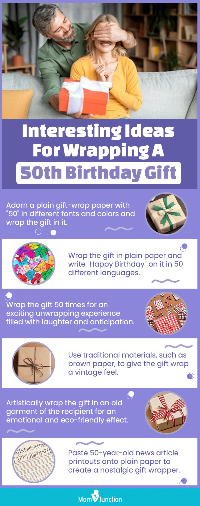 Interesting Ideas For Wrapping A 50th Birthday Gift (infographic)