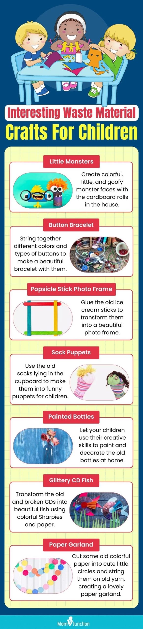 interesting waste material crafts for children (infographic)