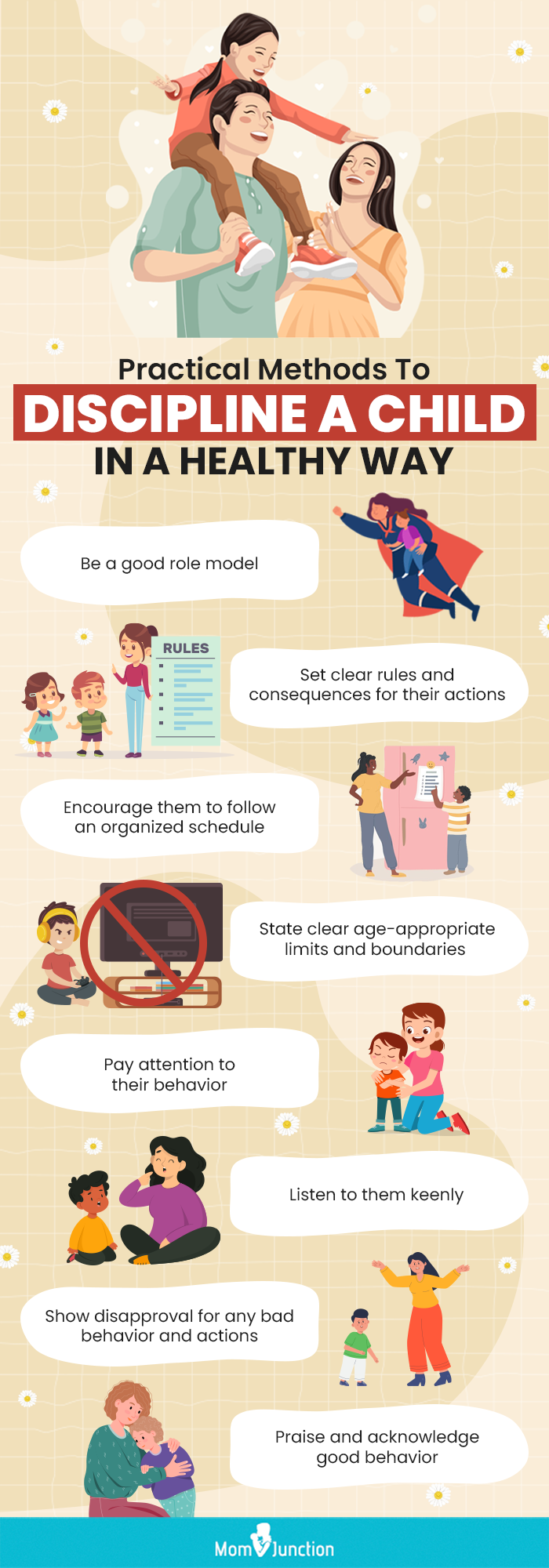 practical methods to discipline a child in a healthy way (infographic)