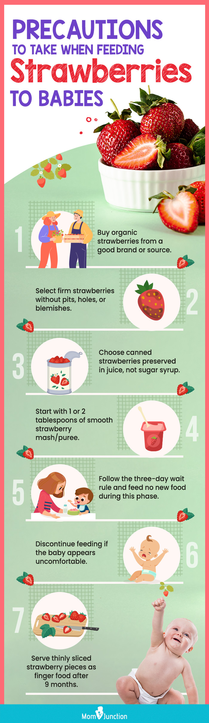 precautions to take when feeding strawberries to babies (infographic)