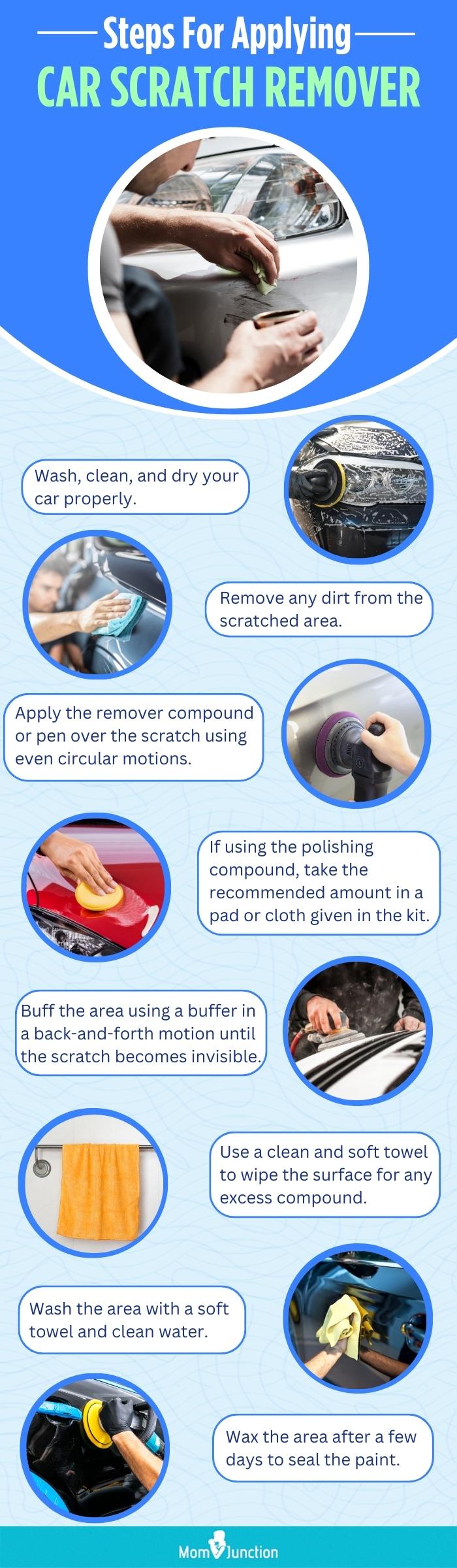Steps For Applying Car Scratch Remover (infographic)