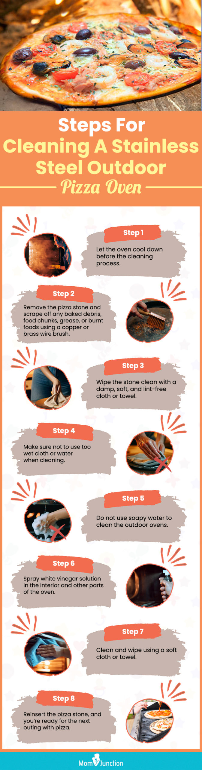 Steps For Cleaning A Stainless Steel Outdoor Pizza Oven (infographic)