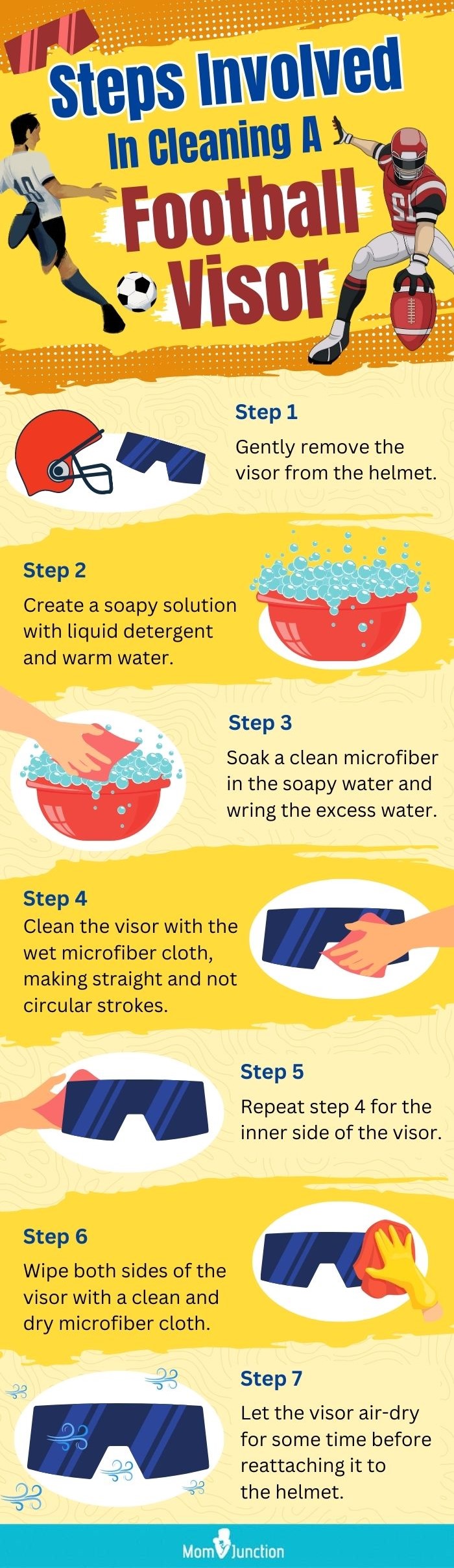 Steps Involved In Cleaning A Football Visor (infographic)