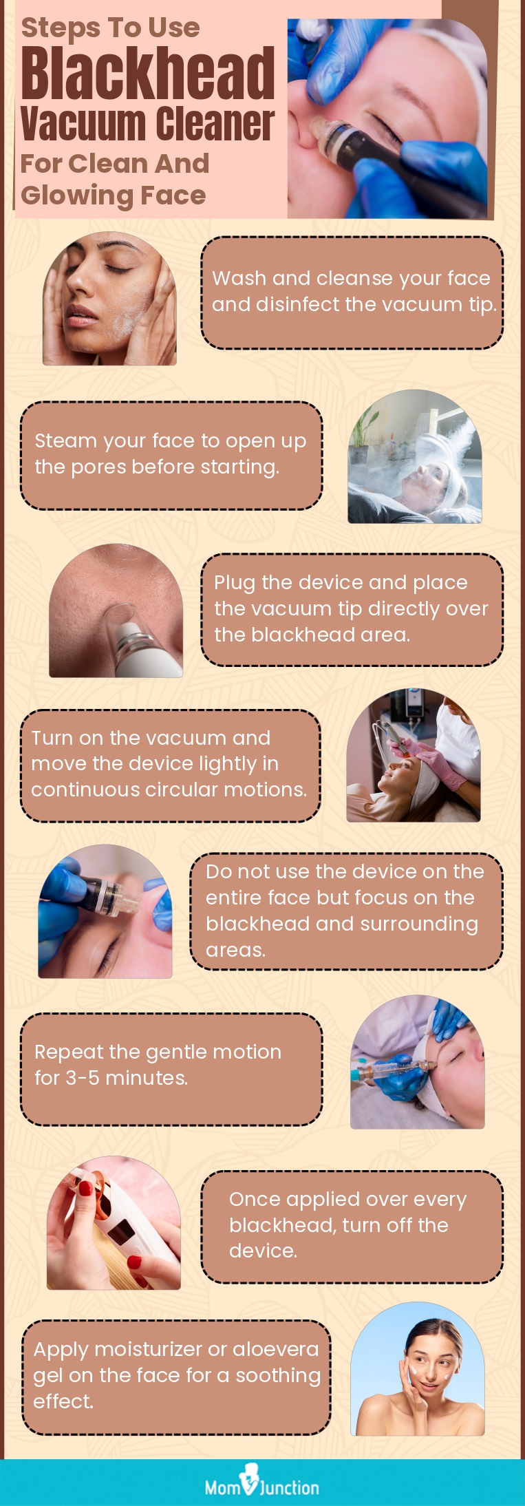 Steps To Use Blackhead Vacuum Cleaner For Clean And Glowing Face (infographic)