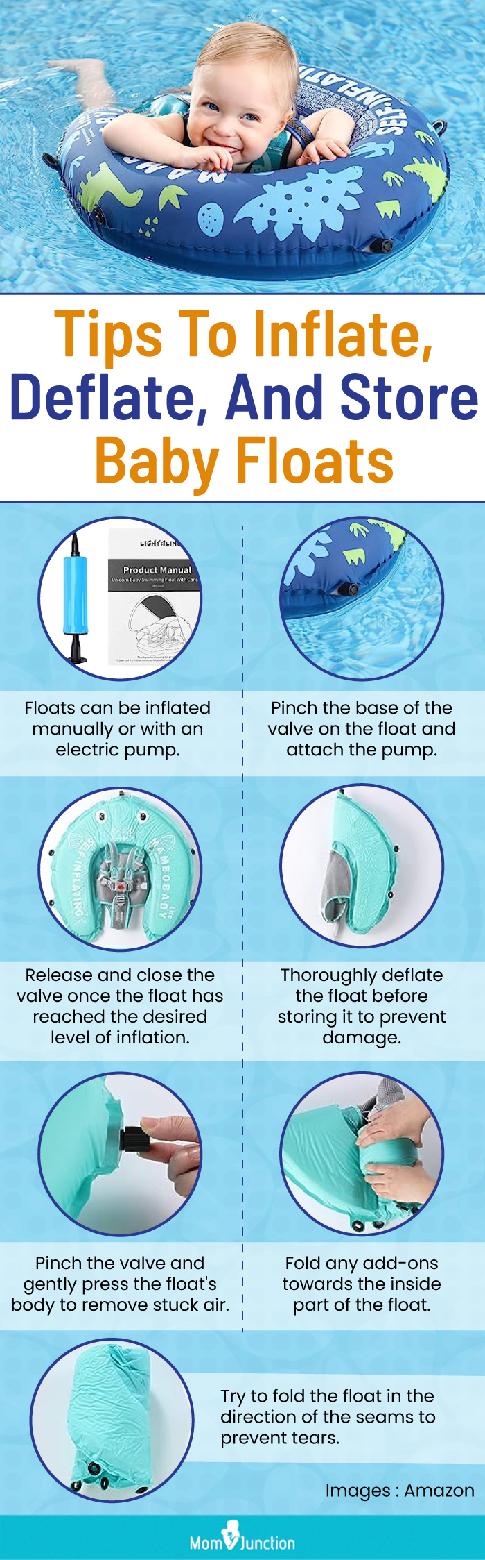 Tips To Inflate, Deflate, And Store Baby Floats (infographic)