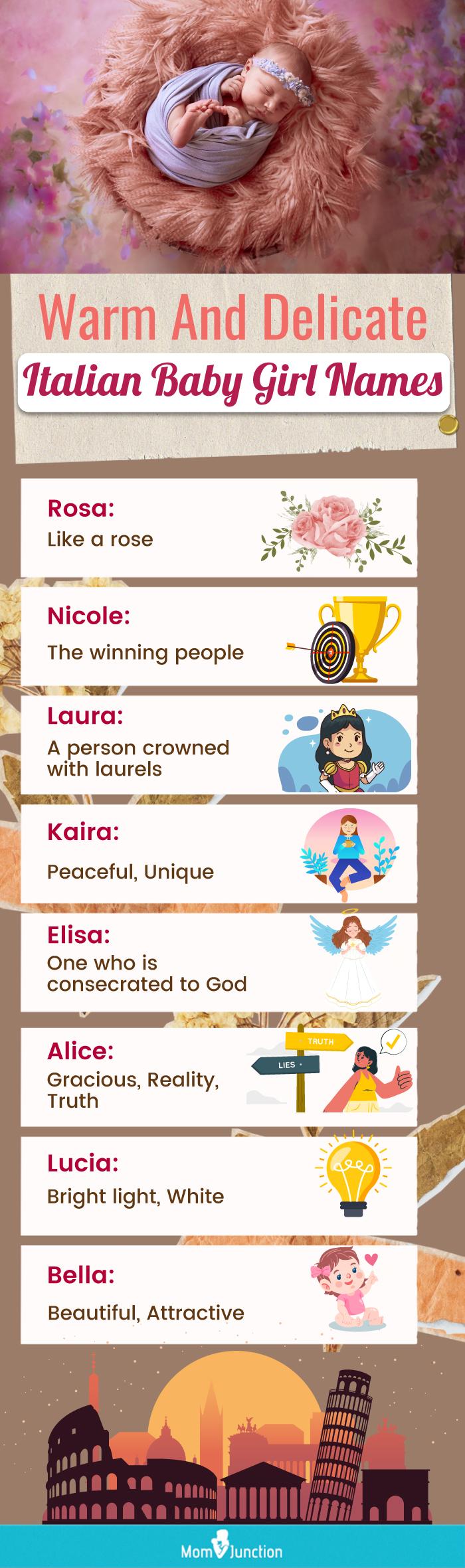 warm and delicate italian baby girl names (infographic)